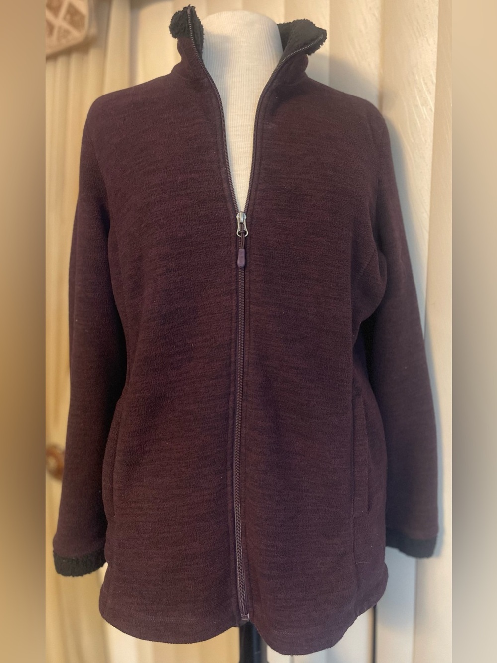 32 Degrees Plum Zip-Up Teddy Jacket